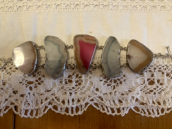 Silver-plated, unique semi-precious stone bracelet