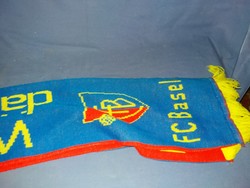 Retro knitted football never used fc basel fan scarf with football horn as shown in the pictures