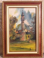 Pécs, Jakováli Hasszán - dzsámi és minaret. / festmény.