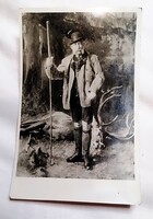 Extrém ritka eredeti fotó képeslap.  Ferenc József  császár  vadászat közben 49.