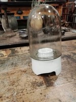 Barn lamp, glass wall lamp with porcelain socket, industrial lamp from the middle of the 20th century