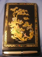 Ú2 antique note holder gilded + enamel painted rarity