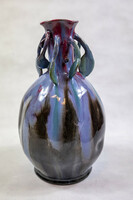 Gádor István art deco bordázott testű váza 1925, 30 cm magas