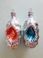 Old glass Christmas tree ornament cone-shaped glass ornament 2 pcs