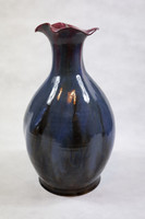 Gádor István art deco bordázott testű váza 1925, 36 cm magas