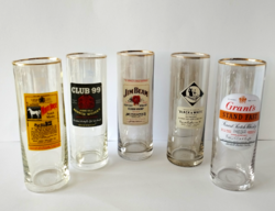 Discounted! 5 retro drink branded colored glass tumblers