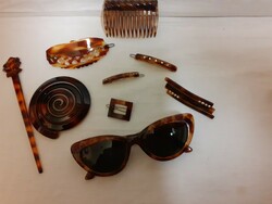 Nice condition retro amber sunglasses and hair clips combs