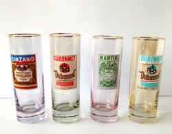 Discounted! 4 Retro drink branded colored glass tumblers