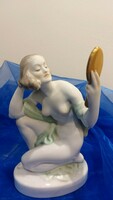 Herendi porcelán,tükröt tartó női akt szobor