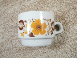 Old vintage retro lowland porcelain tea coffee cup, flower pattern, approx. From the 1970s