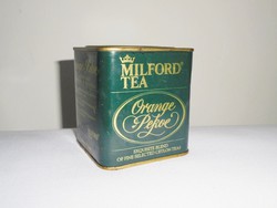 Retro metal tea box metal tin box - milford tea - from the 1970s