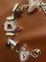 Silver-plated semi-precious stone bracelet