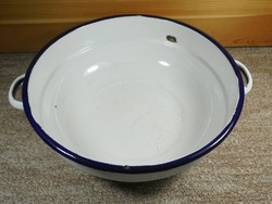 Retro old enameled enamel bowl bowl - slatted back - 24 cm diameter