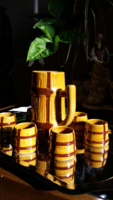 Ceramic barrel-shaped brandy set - 1pc. Pitcher and 6 pcs. Cup, with small defects
