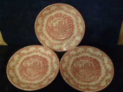 3 pcs ironstone intaglio plates, buckinghamshire castle display cases flawless