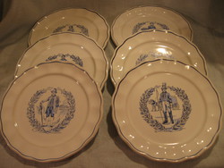 Gyűjtői Paul Ernst Ratelmüller népviseletek fajansz tányérokon Linde 6 db-os