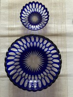 Polished glass decorative bowls made of blue glass
