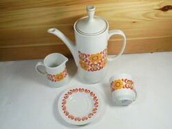 Old retro lowland porcelain tea coffee set, flower pattern, approx. From the 1970s