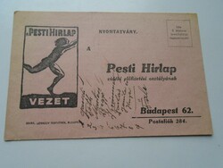 D192304 Pest newspaper - subscription form postcard 1927