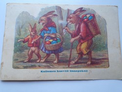 D192326   Régi  képeslap  -  Kellemes Húsvéti Ünnepeket   Nyúlcsalád 1936
