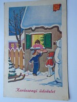 D192337 old postcard - Christmas greetings - csuta lajos, peaceful 1940's