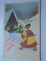 D192338 old postcard - Christmas greetings - csuta lajos, peaceful 1940's