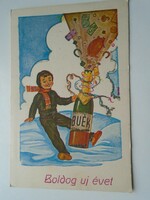 D192334 old postcard - happy new year - lower leg - csuta lajos, peaceful 1940's