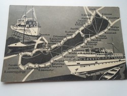 D192398 old postcard - Balaton boat map 1950-60's