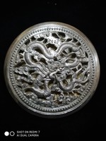 Ezüst (900) vietnámi, ázsiai sárkányos (amulett) bross.