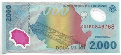 2000 lei 1999 Románia Napfogyatkozás. Polymer bankjegy.