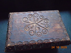 Handcrafted Polish Tatras rural linden box with engraved ancient motifs