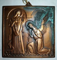 Bronze wall decoration! First half of the 20th century! 12.5X12.5 cm!