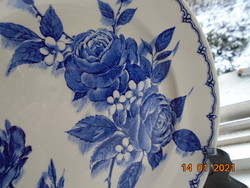 Látványos kék rózsás "Victoria" mintás tál ,Broadhurst Stafordshire tányér