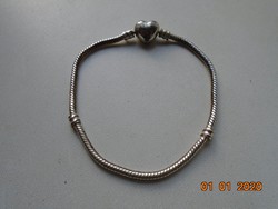 Silver-plated snake bracelet with heart