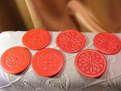 6 retro red faux leather coasters