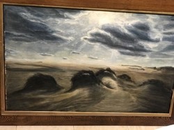 Tengerpart hatalmas olaj-vaszon festmény
