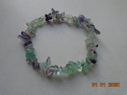 Purple and green fluorite mineral bracelet