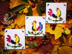 Italian rooster tiles 3 pcs.