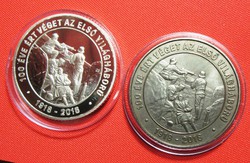 100 éve ért vége az első V.H.1918-2018.Ezüst 10000 Ft+ ötvözet 2000 Ft.