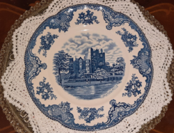 Angol jelenetes, porcelán tányér