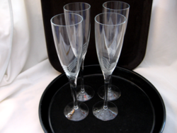 4 pcs engraved crystal champagne glasses