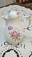 Old, raven house, morning glory pattern, wild rose decor, coffee, mocha, jug. With a lid with a rose holder.