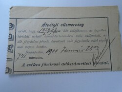 Receipt D192582 January 25, 1900 - the tax accounting office in Székessk, Bialansky