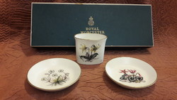 Angol porcelán tányér és váza szett dobozában (L3229)