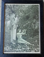 Fk/365 - old nude photo of a woman playing the flute - pc reprint, offset print