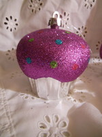 Christmas tree decoration - new - huge muffin - 8 x 8 cm - thick glitter - German - perfect