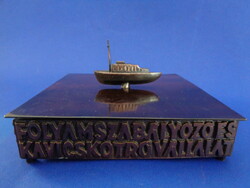 Industrial artist bronze box with ship