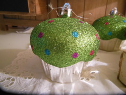 Christmas tree decoration - new - huge muffin - 8 x 8 cm - thick glitter - German - perfect