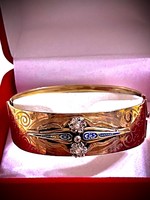 Beautiful Faberge antique gold-diamond-fire enameled bracelet!
