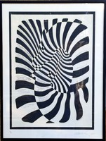 2/2. Victor Vasarely: Zebrák, nagyméretű szitanyomat, szignált
